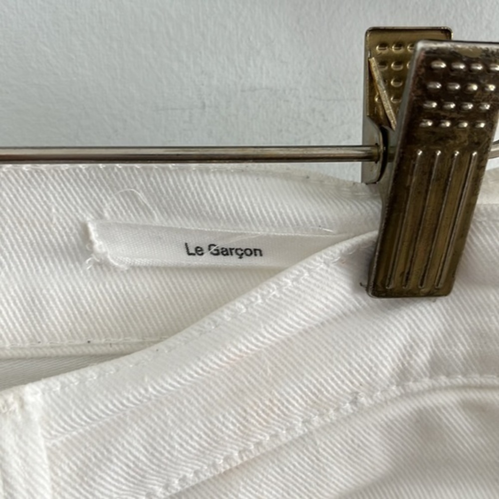 FRAME DENIM Le Garcon rip blanc Mid-Rise Distressed White Boyfriend Jeans - Picture 9 of 12